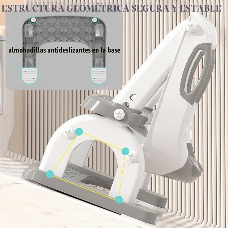 Asiento para orinal 2 en 1 para niños pequeños, con taburete plegable y escalera ajustable para niños y niñas, con protector contra salpicaduras (gris)