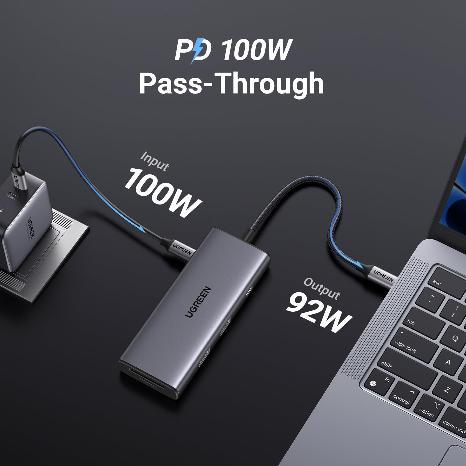 Hub USB C UGREEN Revodok Pro 107 Plata 10 Gbps Carga 100W y HDMI 4K Compatible con MacBook Pro, iPad, iPhone y Más