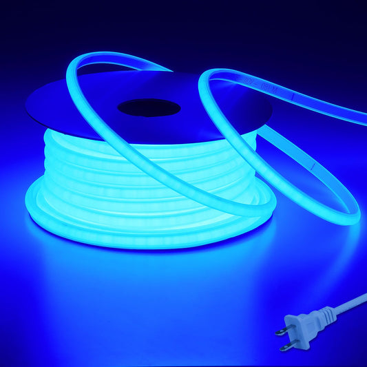 BENLUN Tira LED COB 110V 20 Metros, Azul Luces de LED Exterior Impermeable, 10W/M CRI 90+ Flexible Luz LED sin Transformador para Habitacion Techo, Decoración, Patio