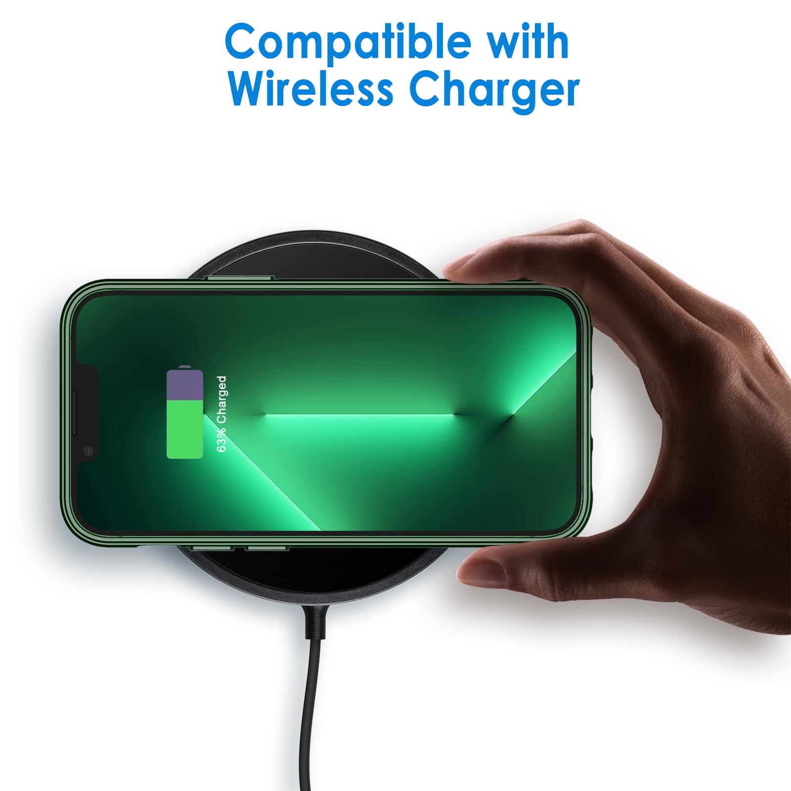 JETech Funda para iPhone 13 Pro MAX 6,7 Pulgadas, Anti-Amarillo Carcasa de Parachoques Prueba Golpes, Respaldo Transparente Antiarañazos (Verde Alpino)