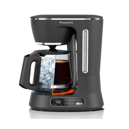 Cafetera Automática PowerXL Negra con Función de Café Helado y Caliente 12 Tazas