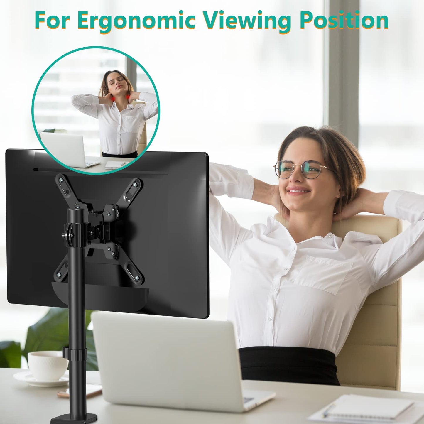 Soporte para Monitor WALI Negro Ajustable hasta 42 Pulgadas
