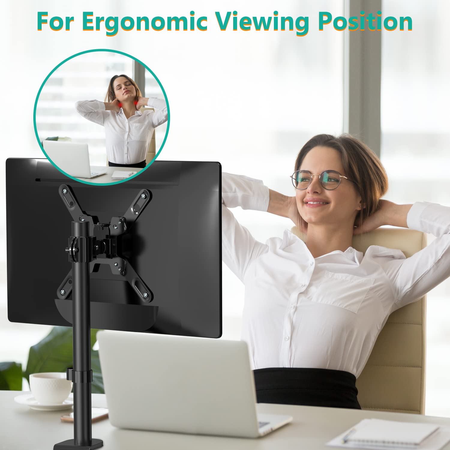 Soporte para Monitor WALI Negro Ajustable hasta 42 Pulgadas