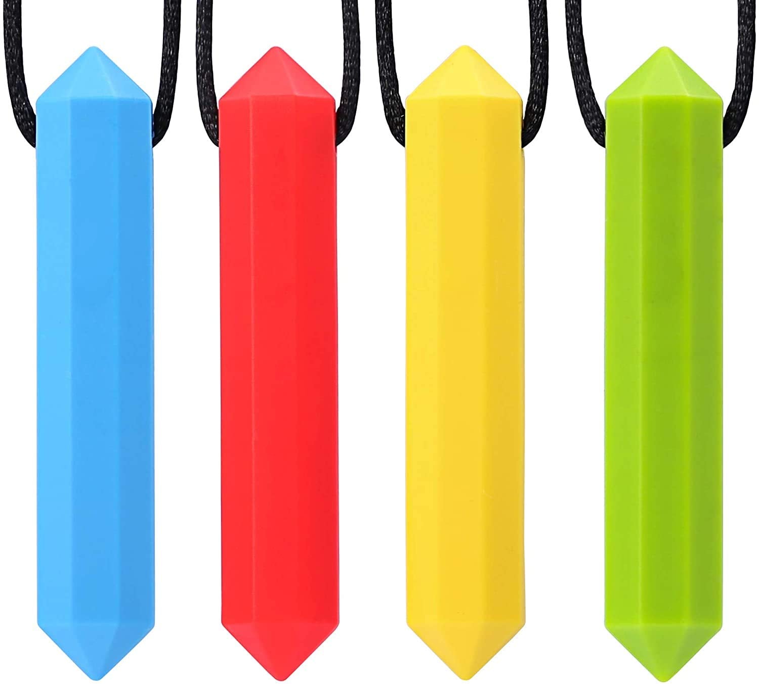 Collar de masticar para niños y niñas de Chede Sensory – Collar de masticación para niños con ADHD de autismo – Chewy Oral Chewing Toys – Paquete de 4 piezas de cristal por Solace