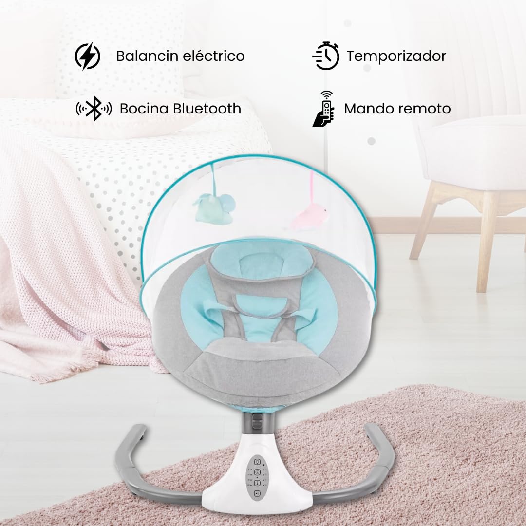 Mecedora Eléctrica SAYCHEESE Premium Beige con Control Remoto y Asiento Acolchado para Bebé
