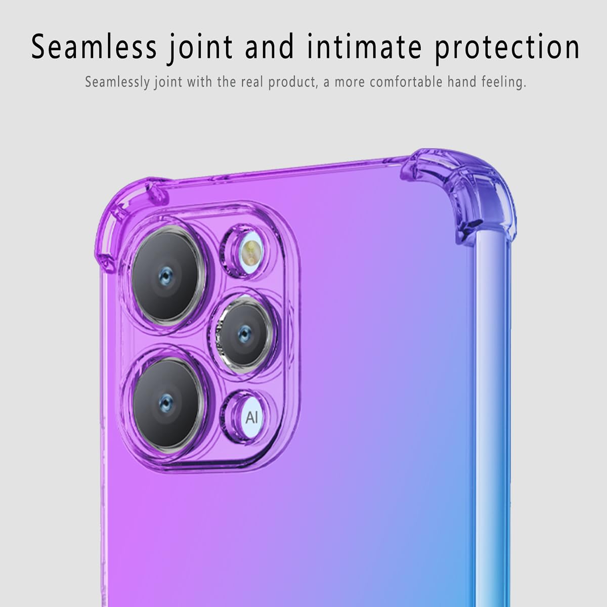DABUNA Funda para Mi Xiaomi Redmi 12 Case Uso Rudo,Transparente Colores Degradados Protectora de Cámara Anticaída Carcasa Bumper(Púrpura Azul)