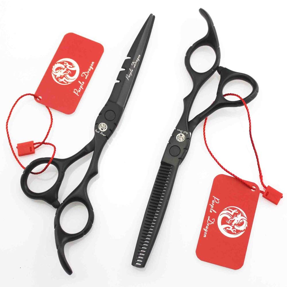 Tijeras de Peluquería Profesional de 15,24 cm con Bolsa, Acero Inoxidable, Negro, 13.97 cm