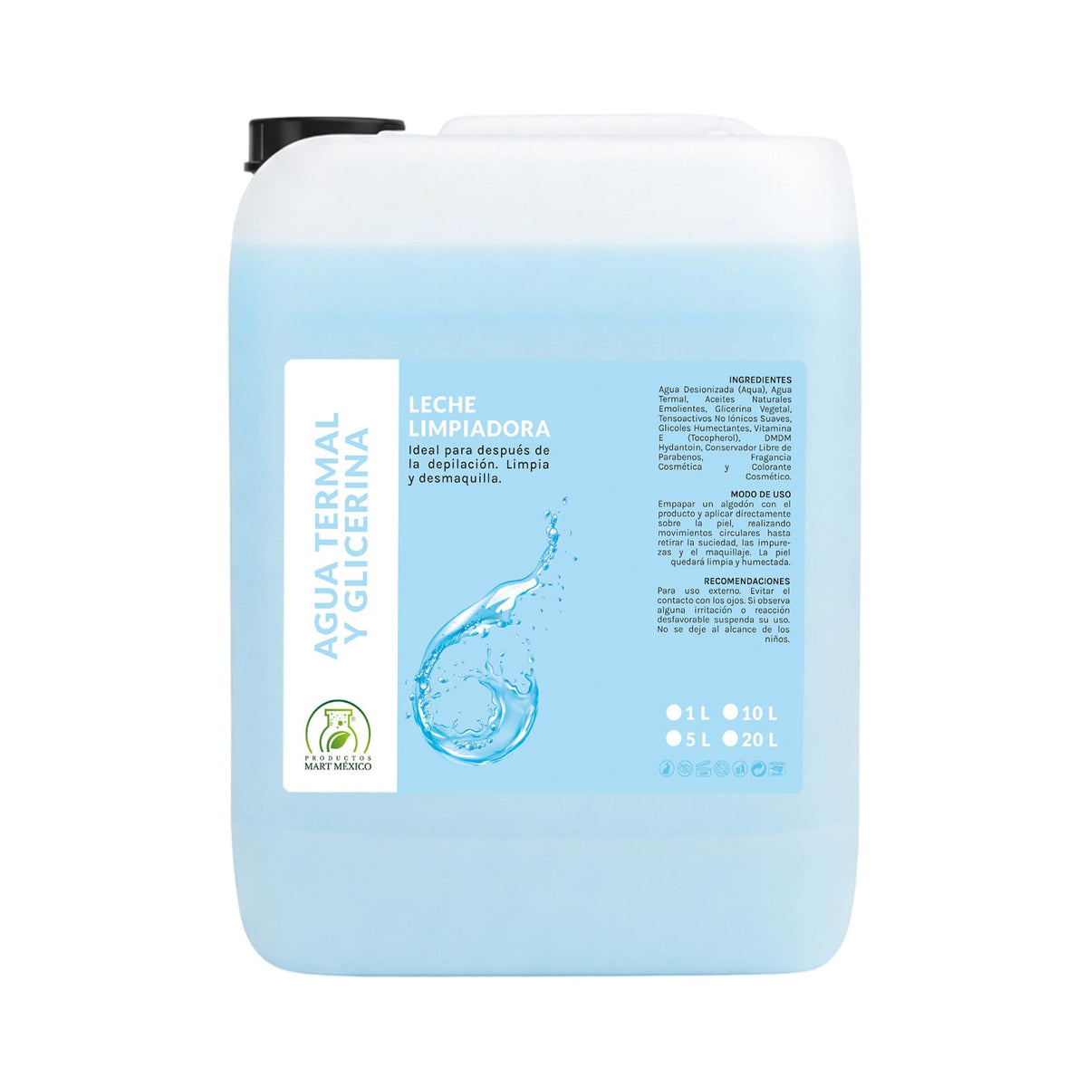 Leche Desmaquillante Agua Termal y Glicerina 5 Litros Productos Mart Mexico