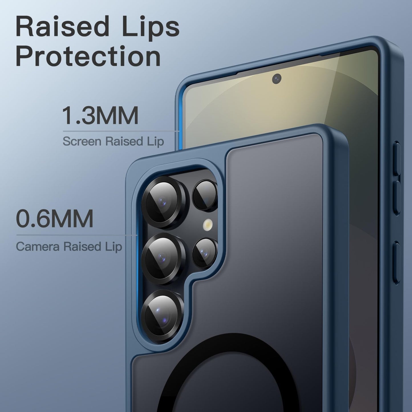 JETech Funda Magnética para Samsung Galaxy S25 Ultra 5G, Compatible con MagSafe, Carcasa Antigolpes Translúcida Mate Respaldo (Azul Tempestad)