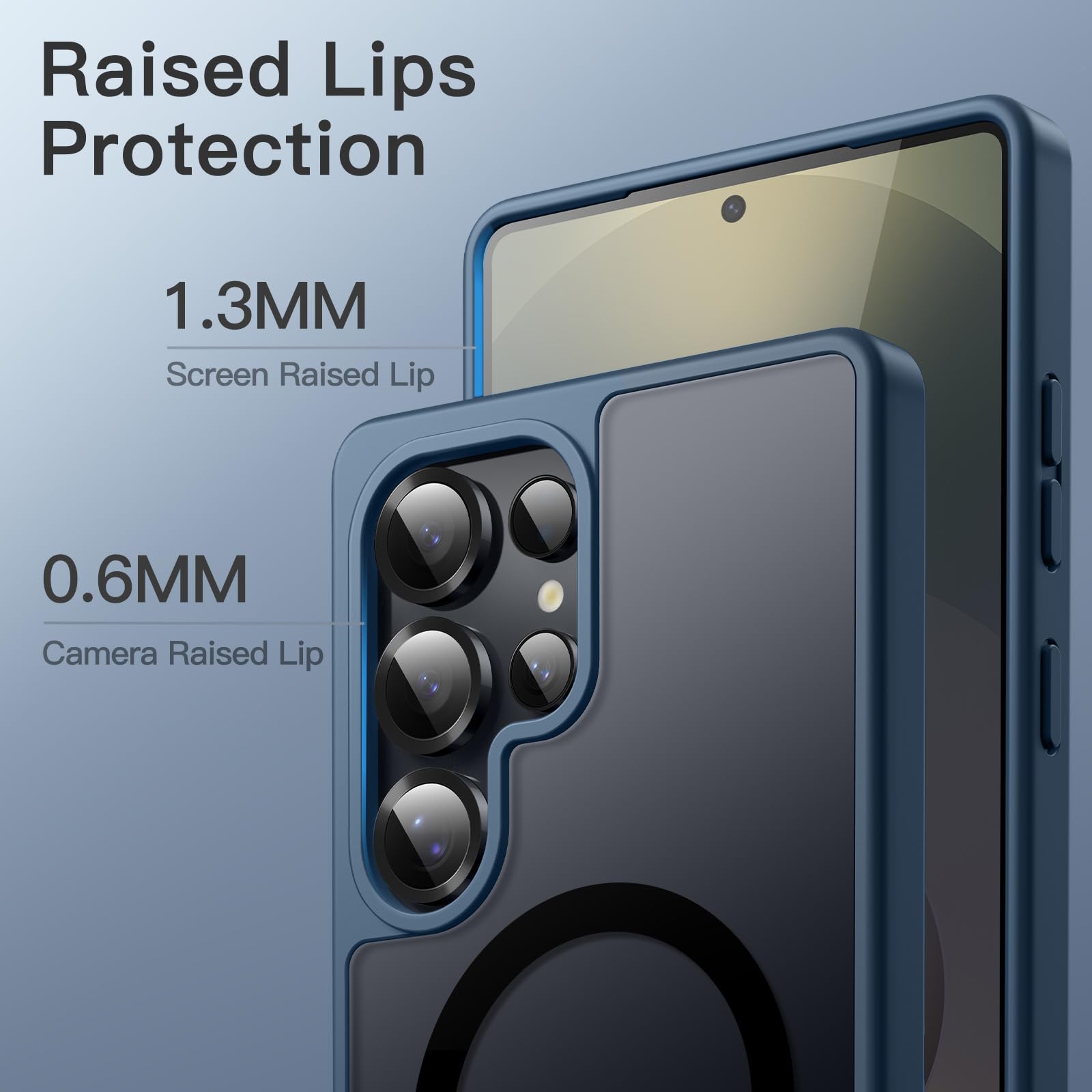 JETech Funda Magnética para Samsung Galaxy S25 Ultra 5G, Compatible con MagSafe, Carcasa Antigolpes Translúcida Mate Respaldo (Azul Tempestad)