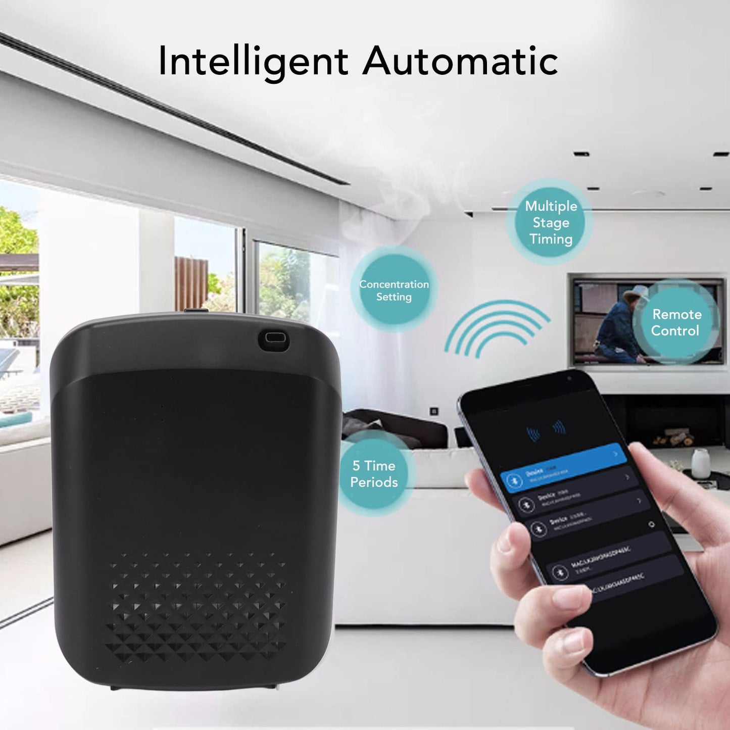 Máquina de Aire con Bluetooth, Aplicación Inteligente, Control Remoto, Difusores de Aceite Esencial sin Agua con Botella de 400 Ml, de Difusión de (Enchufe de EE.