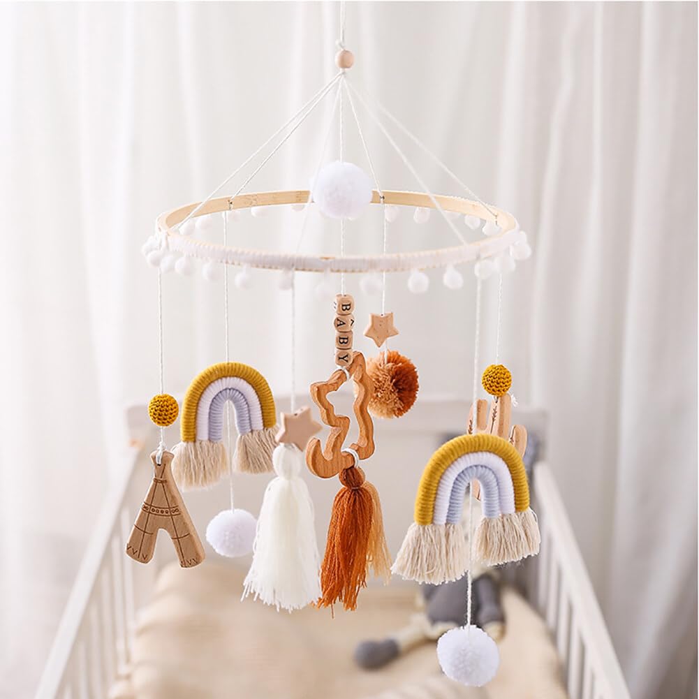 Lindo móvil para cuna con brazo móvil para cuna de bebé, soporte móvil para cuna de bebé, soporte móvil para cuna – Móvil neutro de género para decoración de guardería, accesorio móvil para cuna de bebé para decoración de guardería