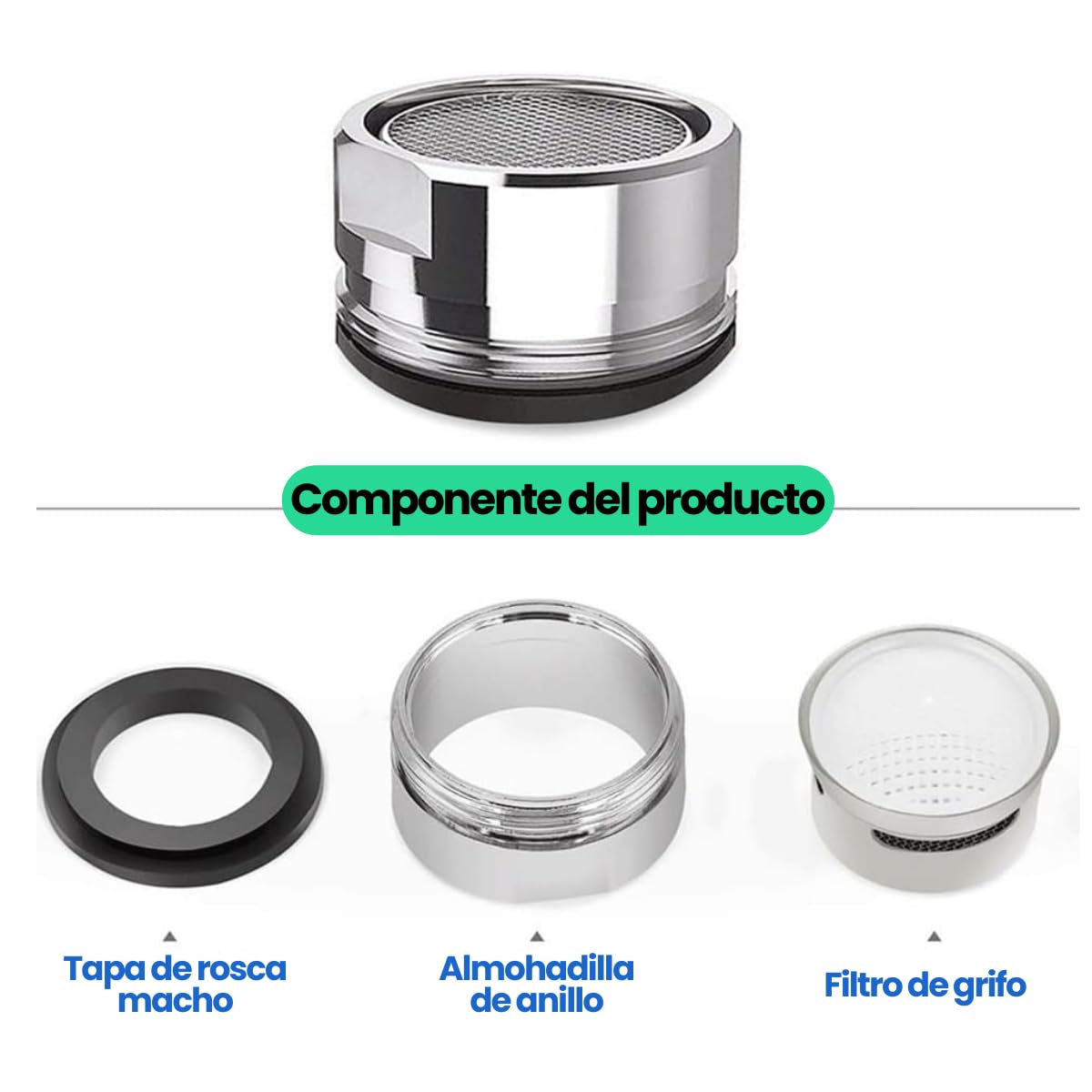Filtro Aireador de Grifo VERALY.MX Latón Ahorro de Agua Roscas Macho Repuesto Estándar