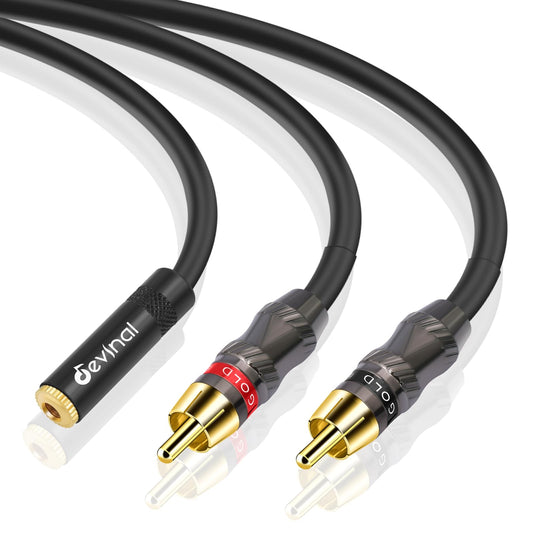 Cable Divisor Estéreo Devinal RCA a 1/8 Hembra, 3,5 mm a Doble RCA/Phono Macho, Adaptador de Audio 12 Pulgadas, 30 cm
