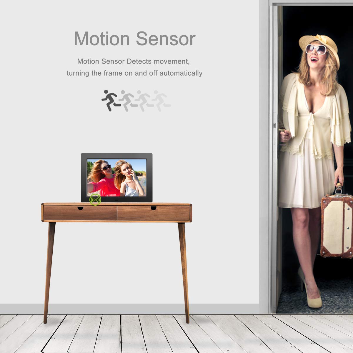 FLYAMAPIRIT - Marco digital para fotos de 10 pulgadas con visualización HD IPS con sensor de movimiento, vídeo, música de fondo, calendario, reloj, rotación automática, los mejores regalos