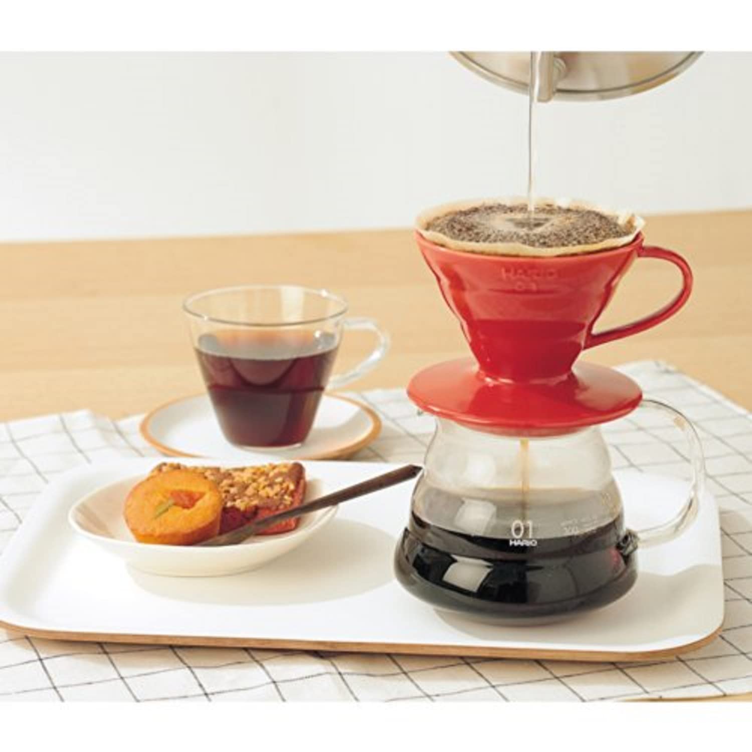 Hario VDCR-02R V60 02 - Gotero de café de cerámica rojo para 1-4 tazas