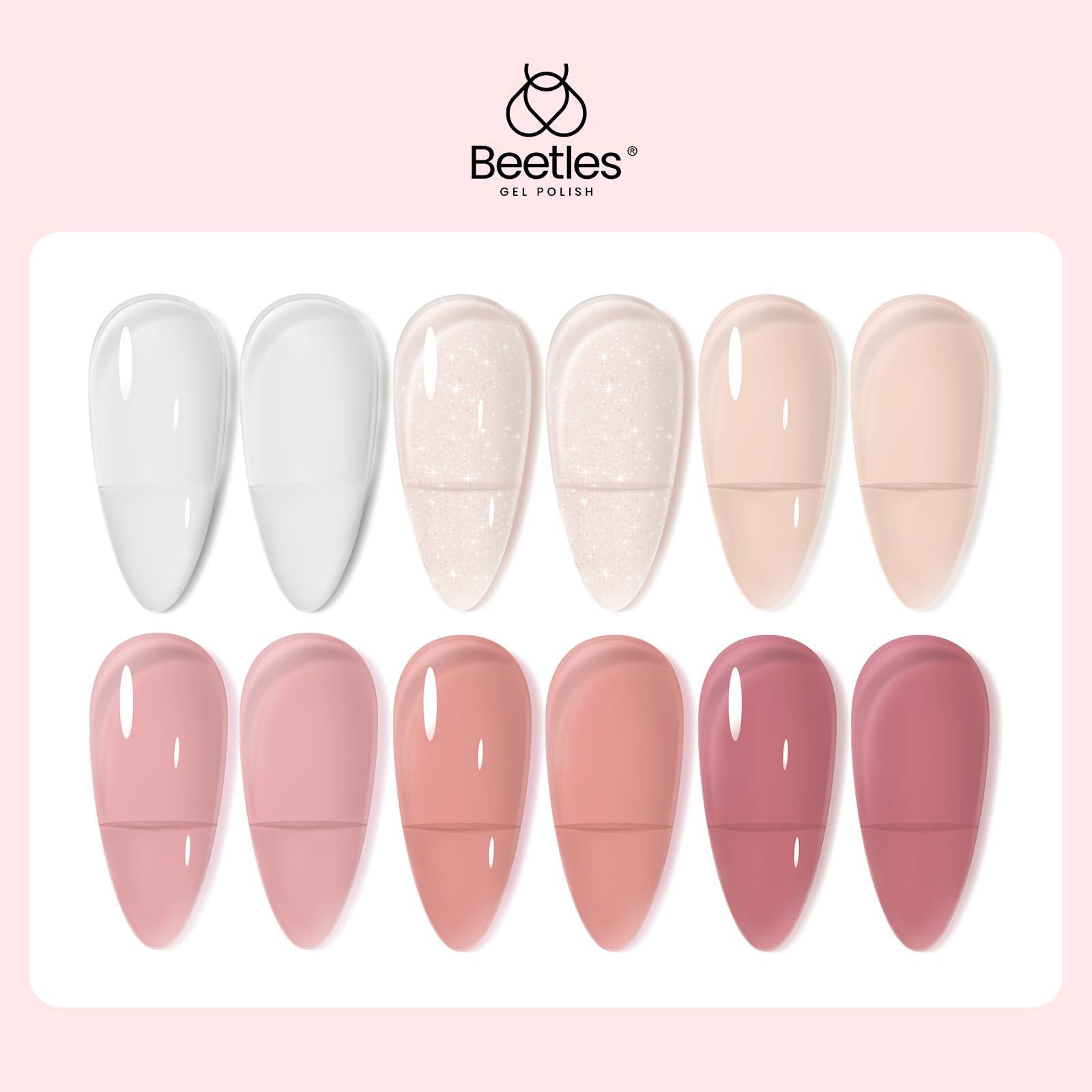 Beetles No Wipe Gel Top Coat y Base Coat Set, Soak Off LED Clear Gel Base Top Gel Glossy Shine Finish Base de esmalte de gel de larga duración y Top Coat Gel Lamp Nails Art DIY Home