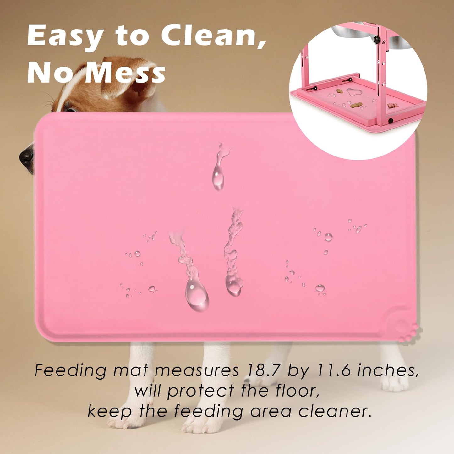 Cuencos Elevados SHAINFUN Rosa con Soporte Ajustable y 2 Cuencos de Acero Inoxidable para Perros Grandes, Medianos y Pequeños