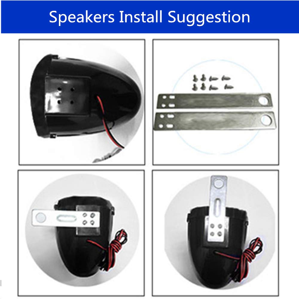 XYC UTV ATV - Amplificador Bluetooth, sistema de sonido, altavoces manos libres, sistema de audio FM USB, estéreo de 3.5 pulgadas, altavoces de 12 V, motocicleta, impermeable, audio FM, radio estéreo (plateado y negro)