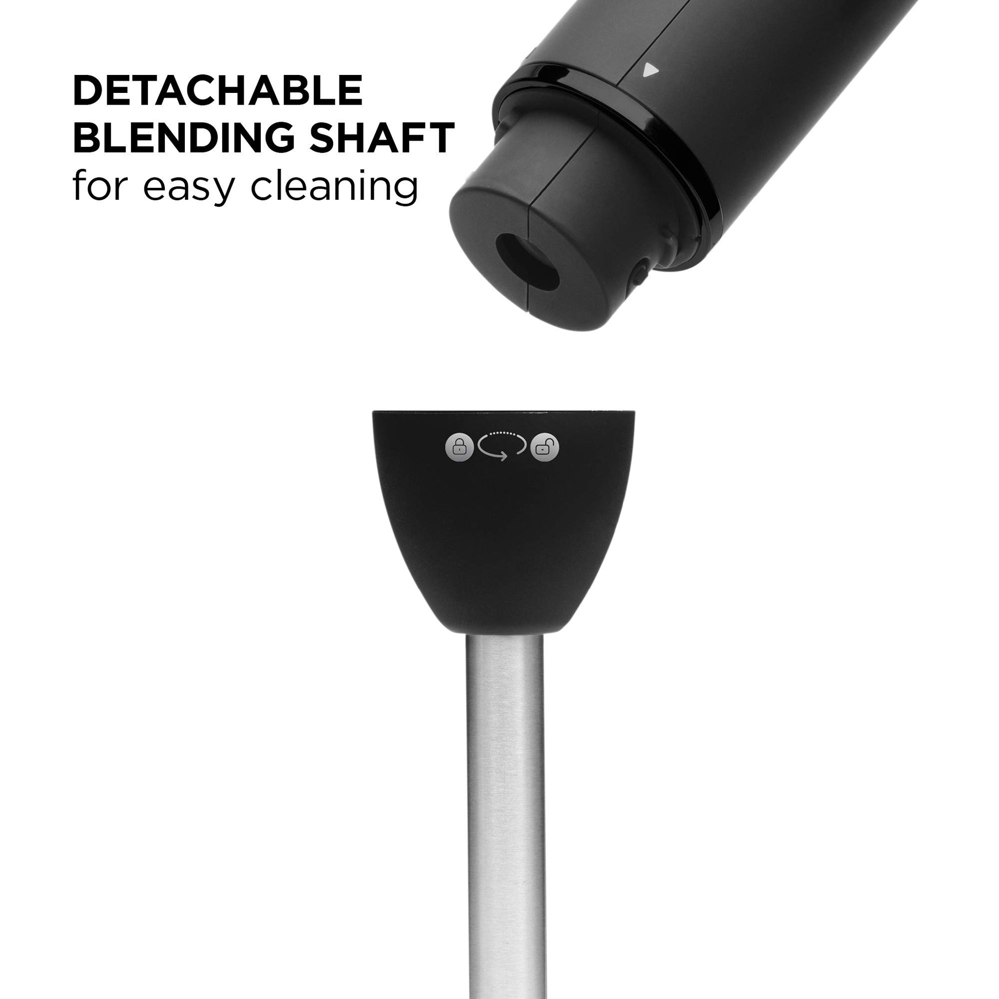 Chefman - Batidora de mano de inmersión, eléctrica, potente, cuchillas de acero inoxidable, para triturar hielo, control de 2 velocidades, para purés, batidos, malteadas, salsas, sopas, color negro