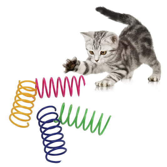 Cyrank 40 Piezas de Juguete para Gatos con Resorte, Gato en Espiral con Resorte, Juguete Creativo de plástico Estirable para Mascotas, Juguete para Golpear, morder, Cazar Juguetes para Gatitos