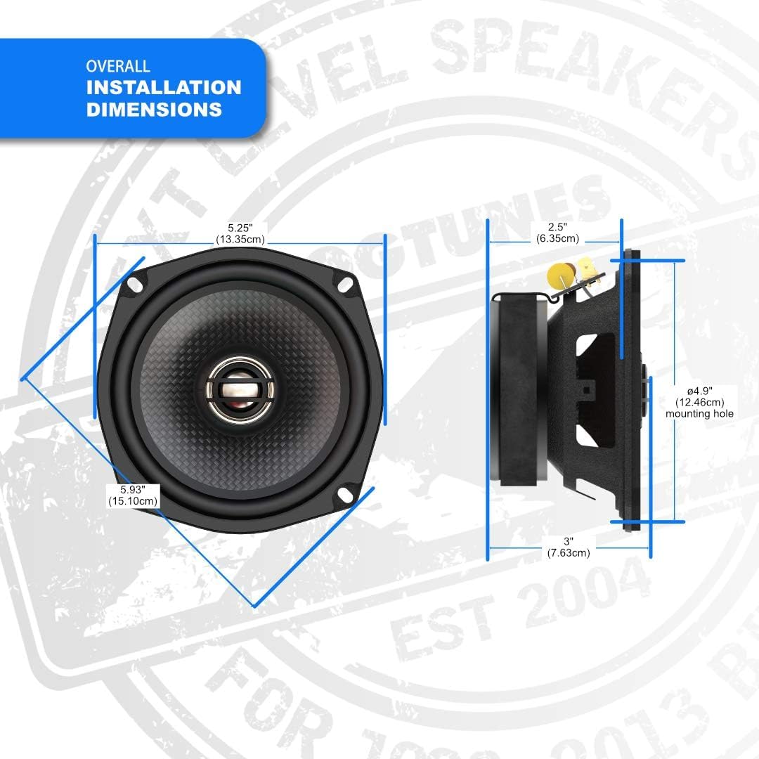 Hogtunes 352-XLF Altavoces frontales de alto rendimiento de la serie XL de 5.25 pulgadas con parrillas (paquete de 2), se adapta a motocicletas Harley-Davidson 1998-2013