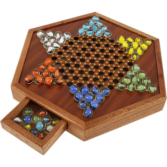 GRACELOT Juego de Damas Chinas con Cajón de Alenamiento, Damas Chinas Juego de Mesa, Juego de Tablero de Ajedrez, Damas Chinas Foil