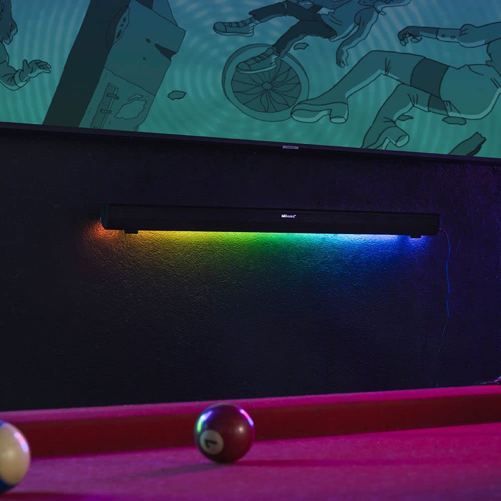 Billboard Barra De Sonido Carbono Chroma Soundbar 2.0 | Luz LED con 7 Modos | Entradas Óptica y Auxiliar | Control Remoto