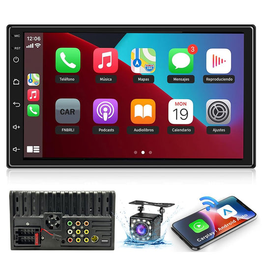 FINYQBET 7 Pulgadas Pantalla Inalámbrica Estéreo para Coche C1060N,2+32G Estéreo para Pantalla Carplay para Auto con Carplay， Pantalla HD Mirrorlink,FM,GPS,Bluetooth,RAC y más