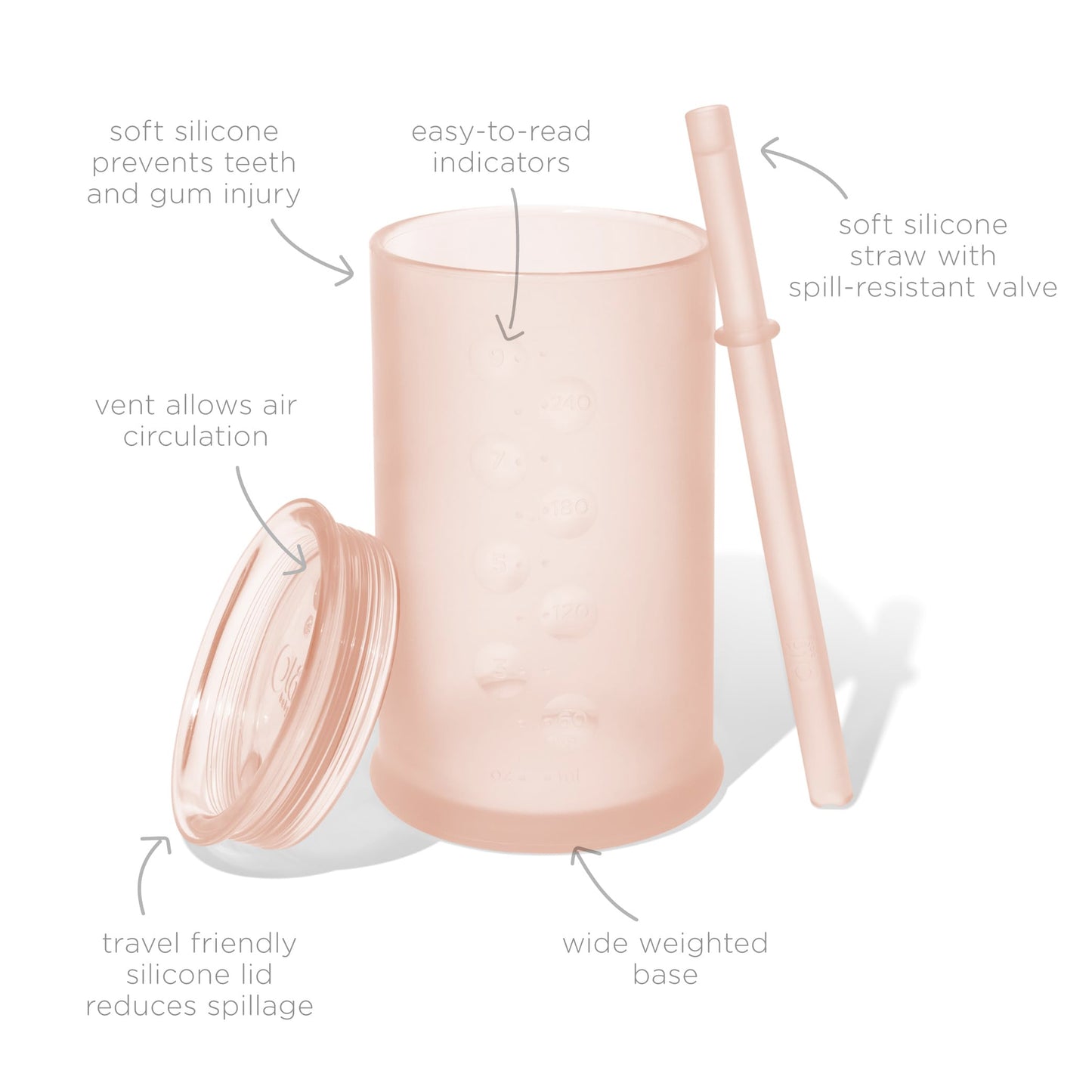 Olababy Taza de Entrenamiento de Silicona Vista Transparente con Tapa de Pajita | Entrenador Sippy para Niños Pequeños 12m+ | Tazas Irrompibles para Beber Agua para Niños 2a+ | Suministros de Destete