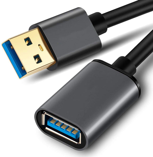Cable Alargador USB 3.0 1.5M, Cable Extensor Tipo A Macho a Hembra para Conexión entre PC, TV y Periféricos como Impresora, Ratón, PS3, PS4, Nintendo Switch, Teclado, Hub, Pendrive, Xbox, VR Gafas