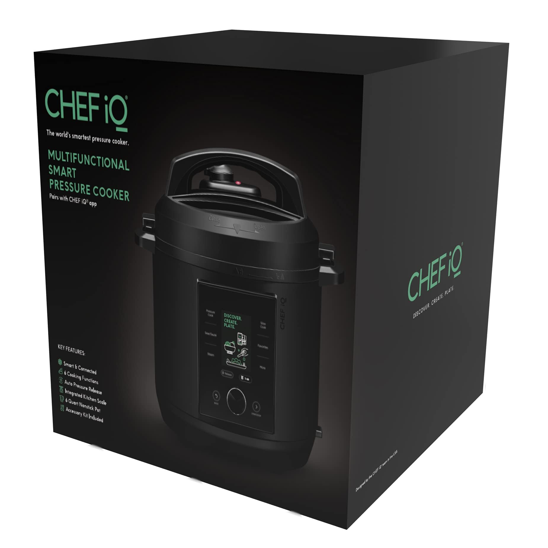 CHEF iQ La olla a presión más inteligente del mundo de CHEF iQ, se combina con la aplicación a través de WiFi para comidas en una báscula integrada instantánea y liberación automática de vapor, multifuncional