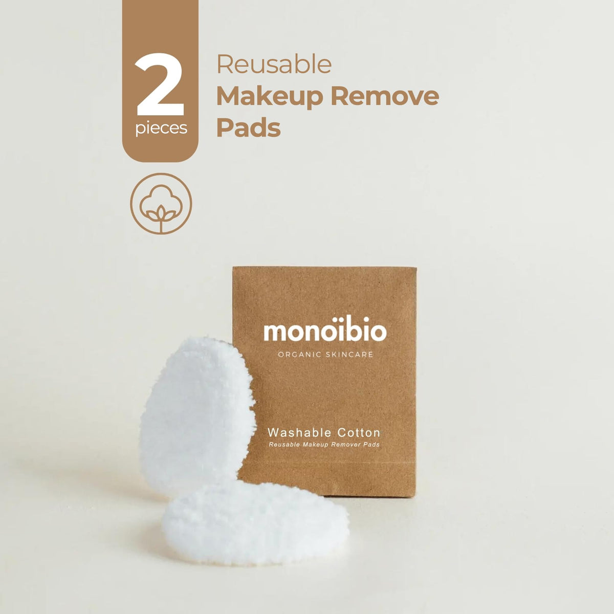 Discos Desmaquillantes Orgánicos monoibio Blanco Sin Costuras Ecológicos Reutilizables