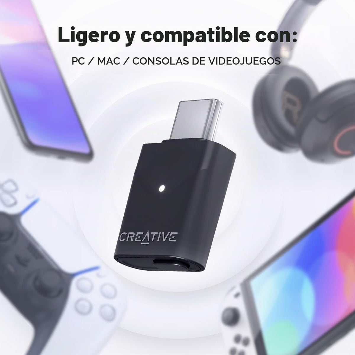 Transmisor de Audio Inalámbrico Creative BT-W6 Snapdragon Bluetooth 5.4 aptX para PC y Consolas Gaming