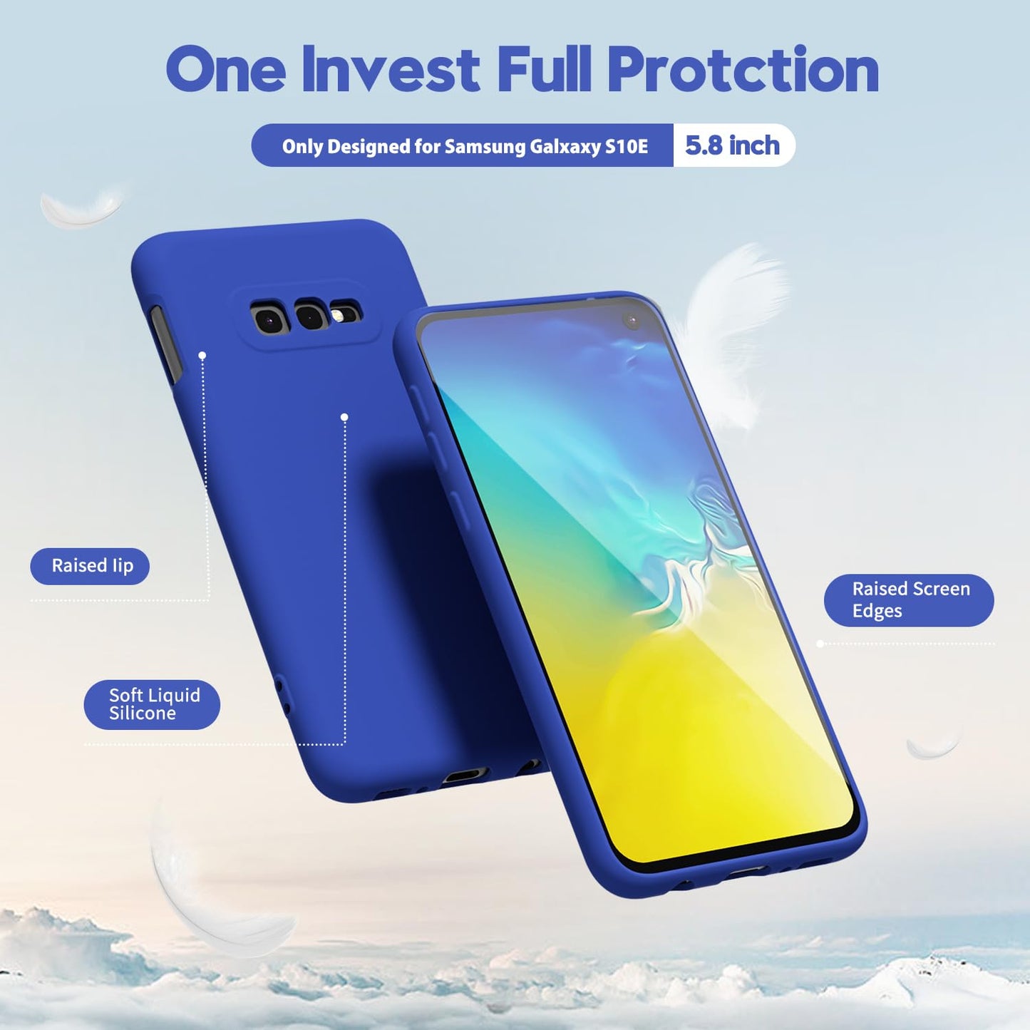 oakxco - Funda de silicona líquida diseñada para Samsung Galaxy S10e, bonita funda delgada de goma suave TPU lisa de gel para mujeres y niñas, estética, mate sólido protector y a prueba de golpes,