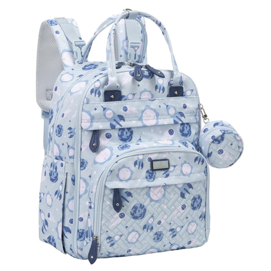Mochila para Pañales BabbleRoo Cósmico Medium con Correas para Cochecito y Cambiador