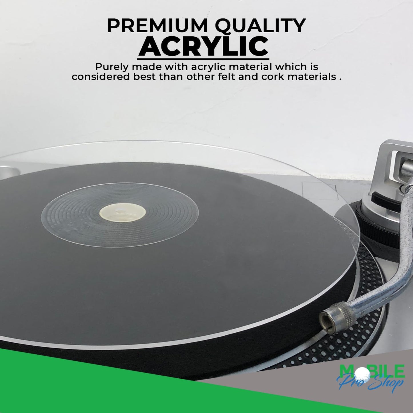 Mobile Pro Shop Turntable Acrylic Slipmat for Vinyl LP Record Players - 2.7mm Thick Provides Tighter Bass & Improves Sound Quality - 12" Platter Mat (Clear Transparent)