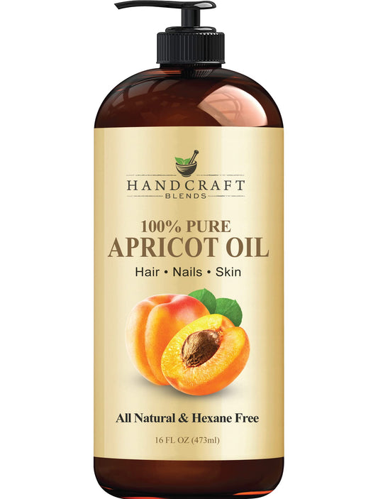 Handcraft Blends Aceite de albaricoque hecho a mano – 100% puro y natural – Aceite de albaricoque prensado en frío de alta calidad para aromaterapia, masaje e hidratación de la piel, enorme 16 onzas – el embalaje puede variar