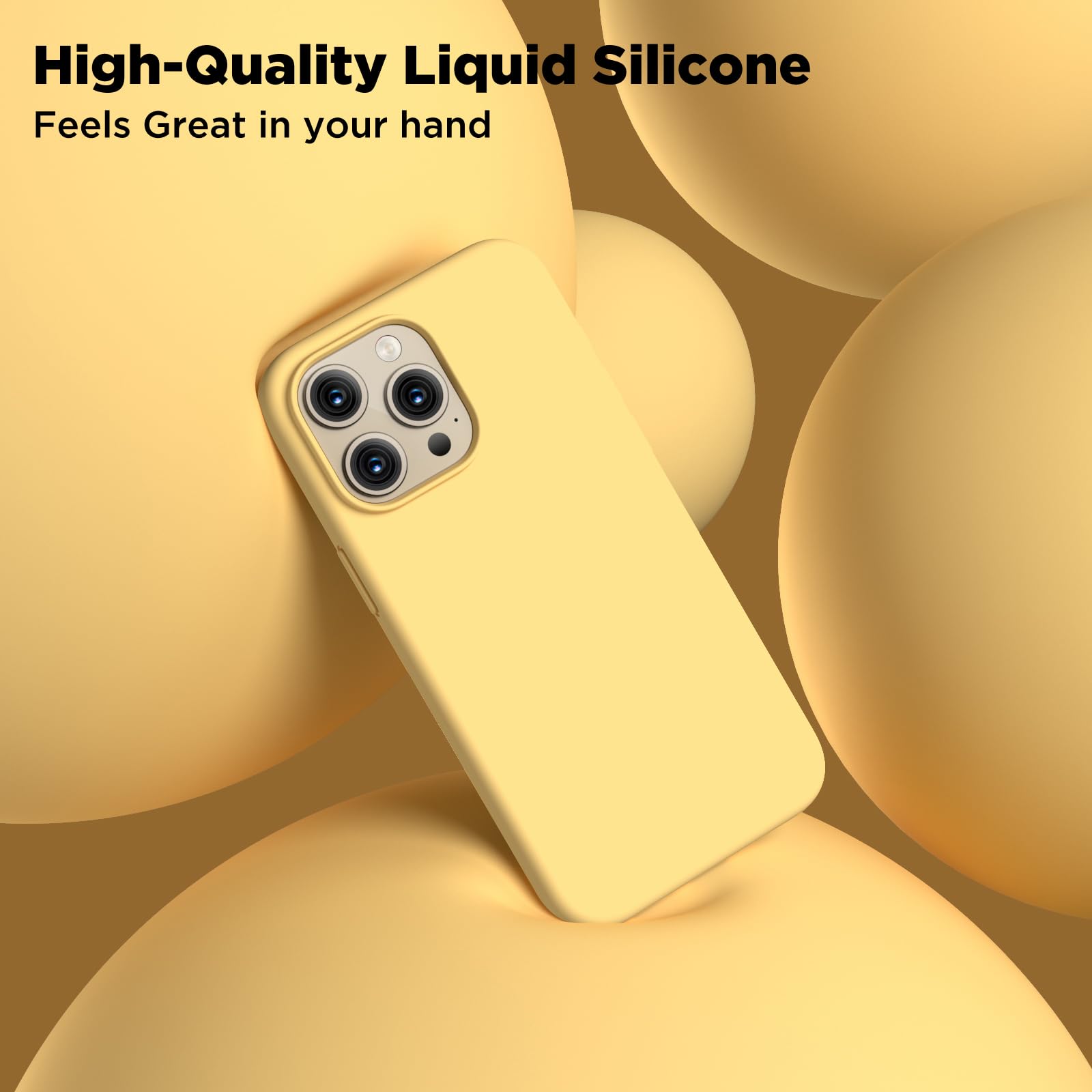 COFFKER - Funda de silicona compatible con iPhone 15 Pro, cuerpo completo, a prueba de golpes, delgada con forro de microfibra suave antiarañazos, 6.1 pulgadas, color amarillo