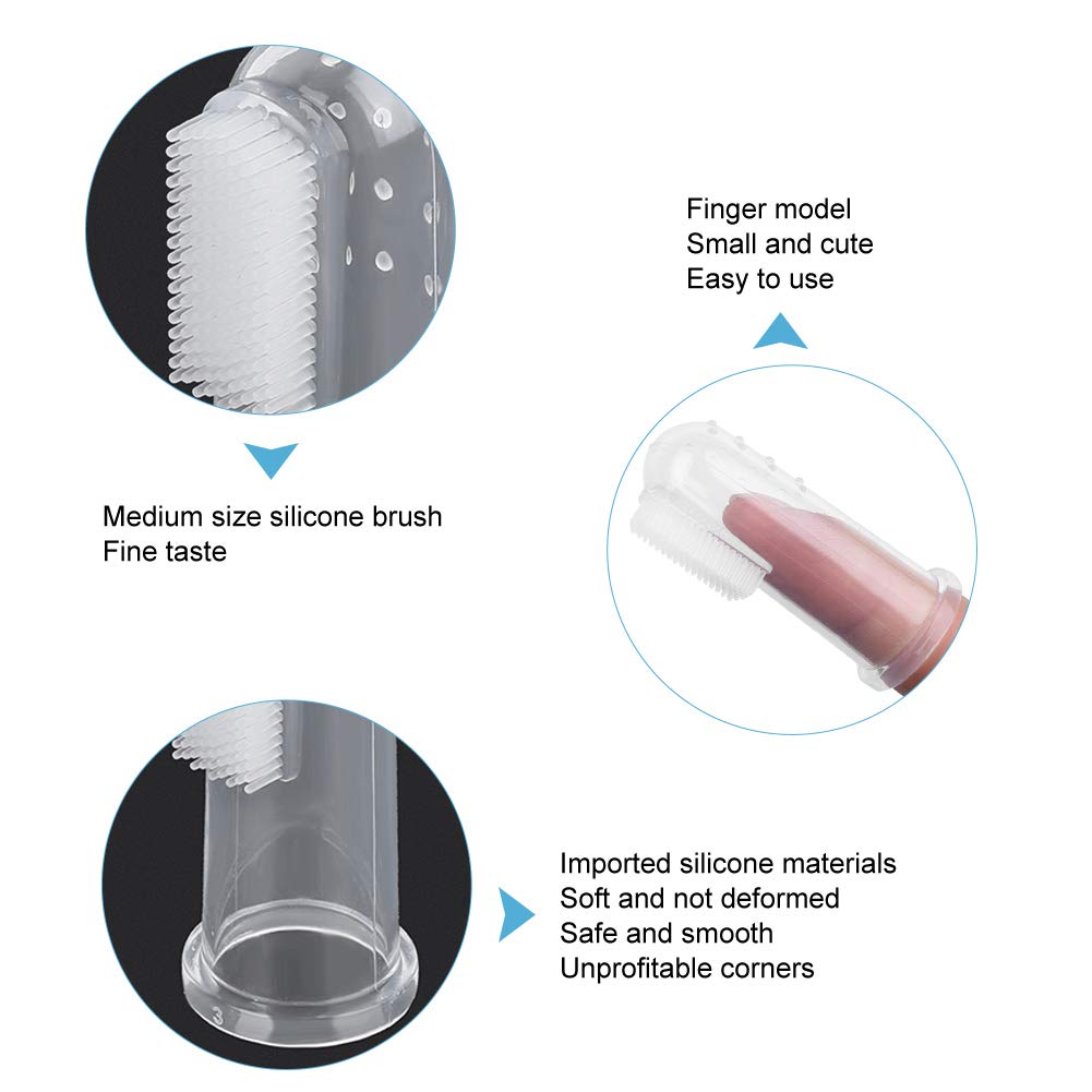 Cepillo de dientes para dedos de bebé de 10 piezas, cepillo de goma para bebés recién nacidos, masajeador de silicona suave, cuidado bucal, limpieza(Transparente)