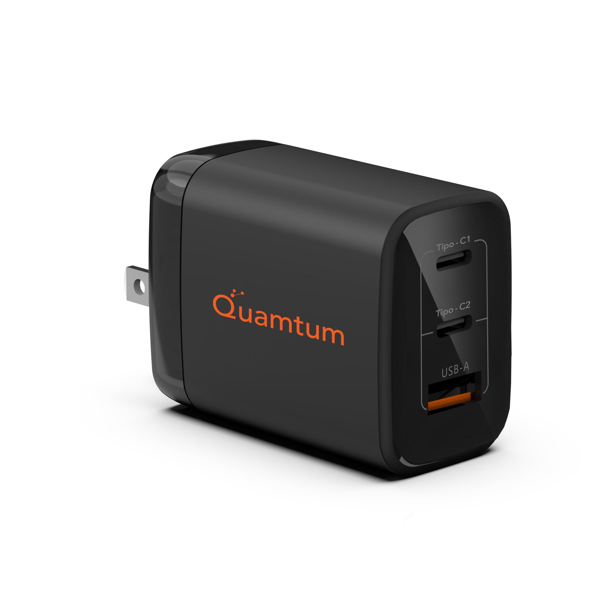 Cargador GAN Quamtum Personal Audio Blanco con 3 Puertos USB Plegable y Portátil para Viajar