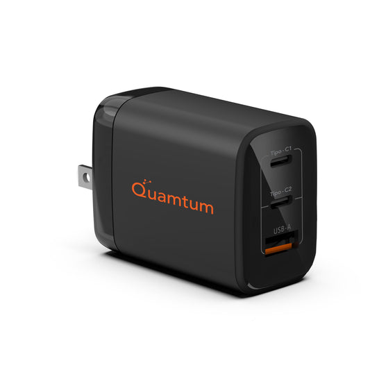 Cargador GAN Quamtum Personal Audio Blanco con 3 Puertos USB Plegable y Portátil para Viajar