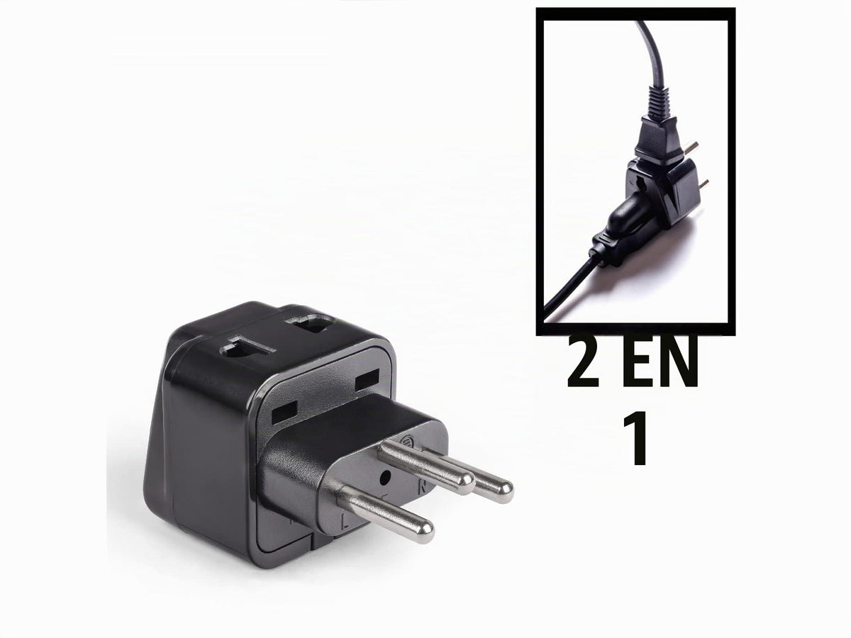 Adaptador de Enchufe Tipo J Orei Negro 2 en 1 USA a Suiza Pack de 4