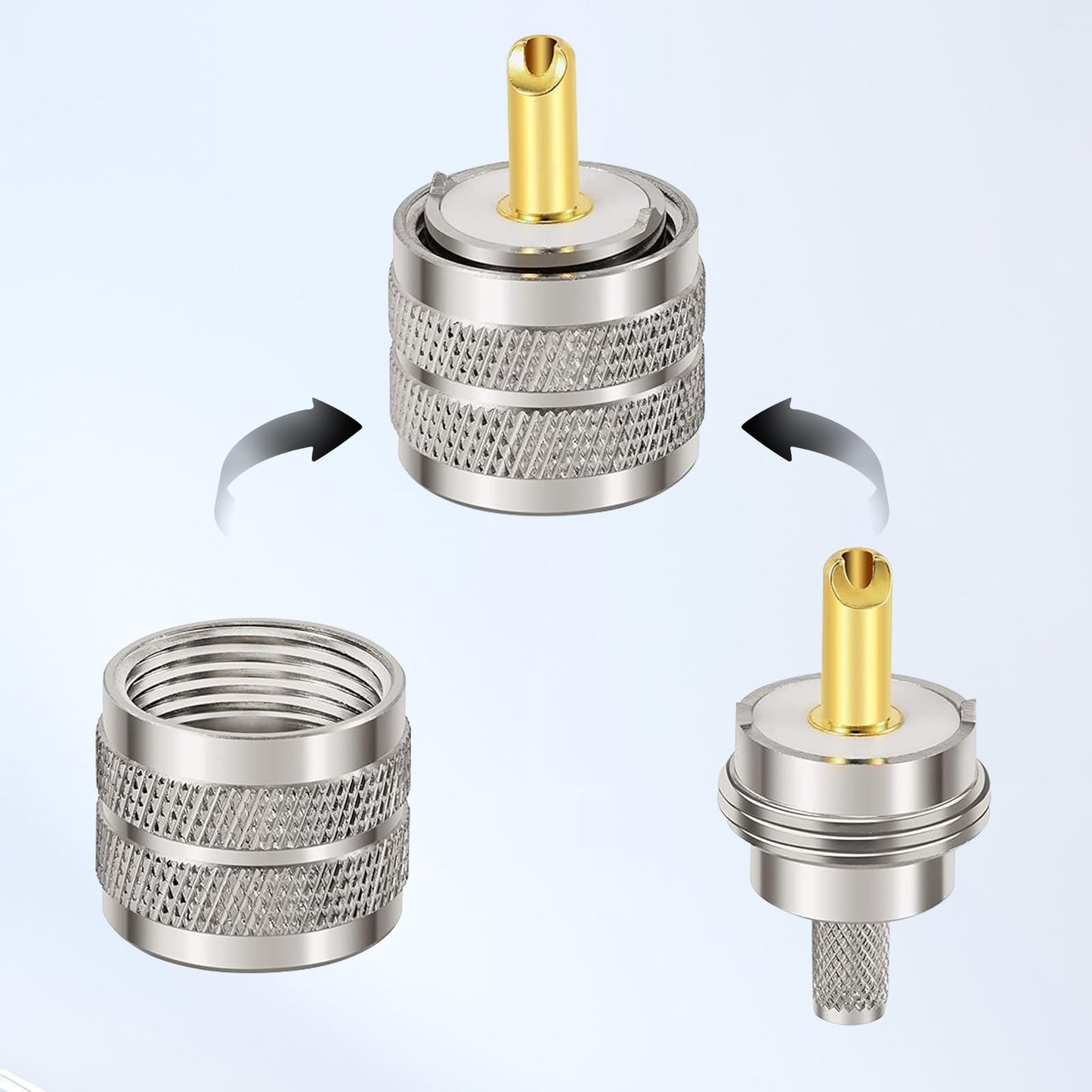 RG58 PL259 Conector 5PCS - UHF macho RF coaxial PL259 Conectores coaxiales para RG58, RG142, RG400, LMR195, RG58U, RG303, 50 Ohm, baja pérdida, baja VSWR