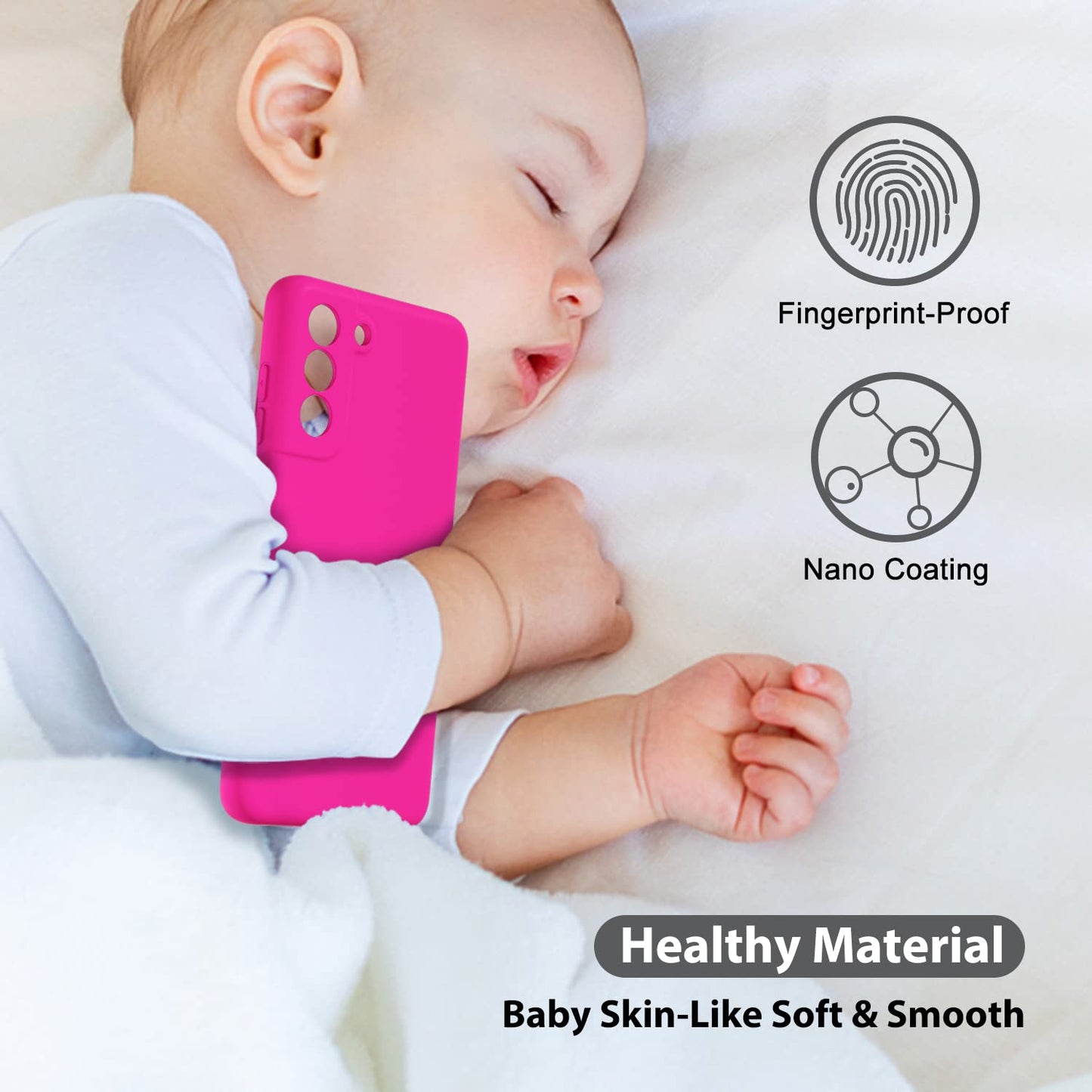 oakxco - Funda de silicona líquida para Samsung Galaxy S21 FE 5G, color sólido fluorescente, delgada, de goma suave, de TPU suave, lisa, mate de gel para mujeres y niñas, color rosa fucsia