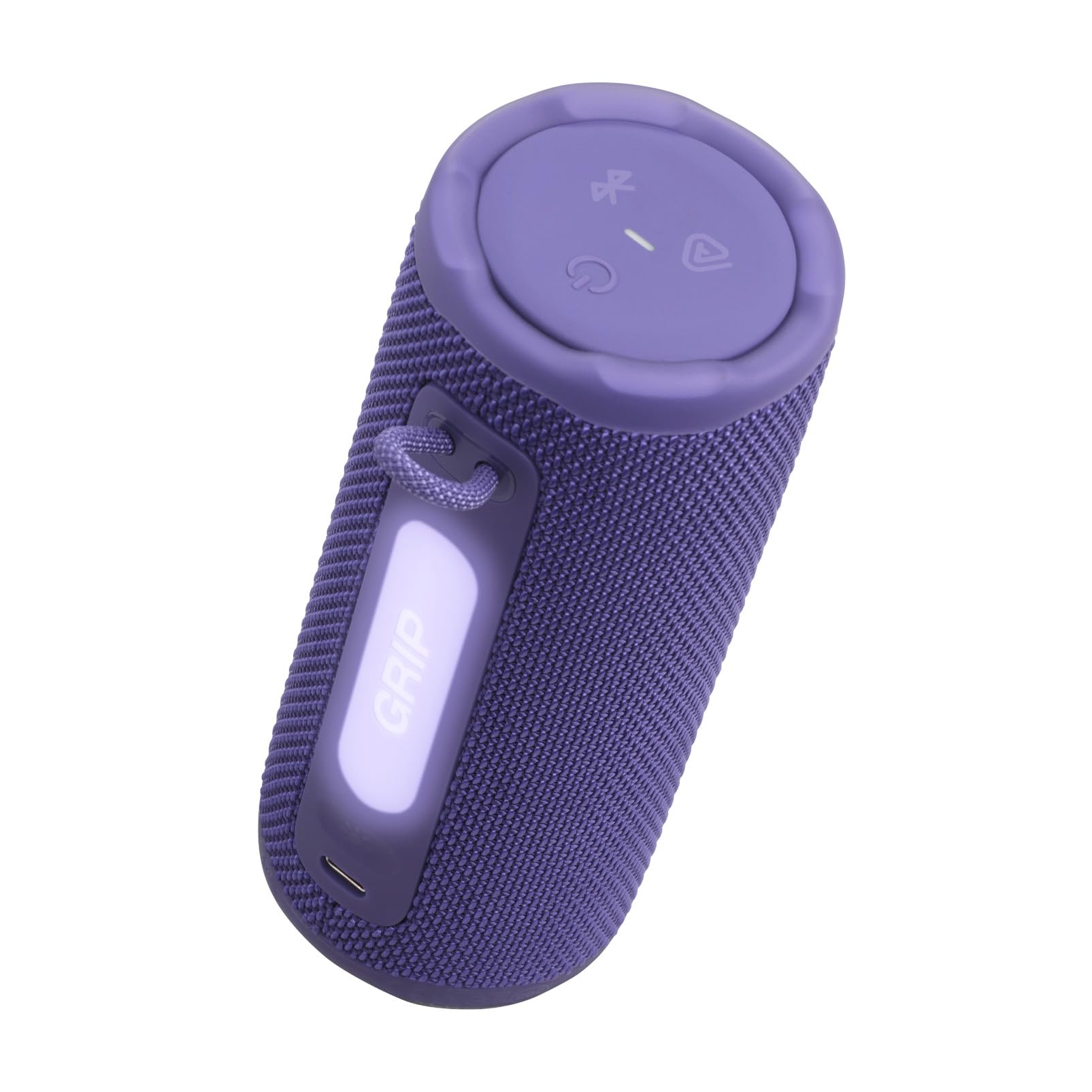 JBL Grip - Altavoz Bluetooth Compacto con Sonido Bold JBL Pro y luz Ambiental, hasta 14 Horas de Tiempo de reproducción, Agua, Polvo y caídas (IP68) y conexión multiparlante con Auracast (púrpura)