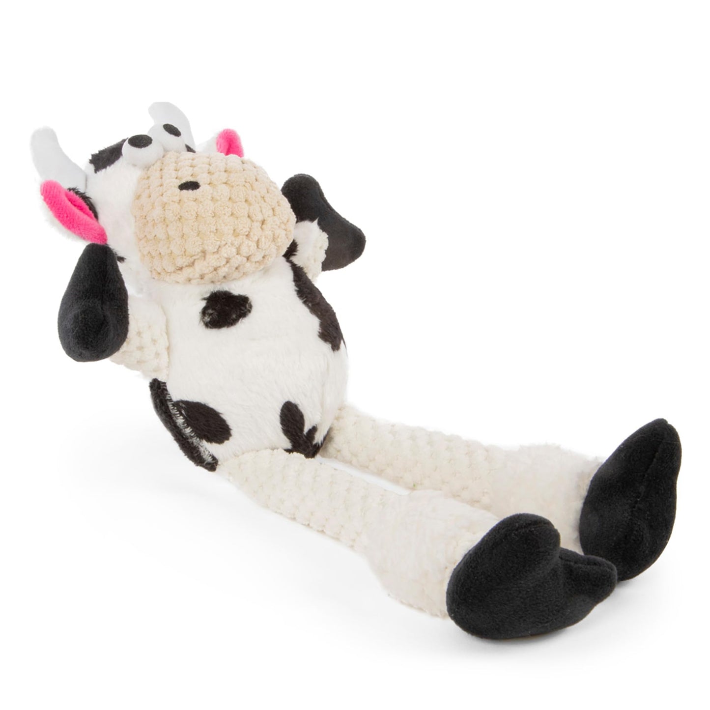 goDog Checkers Just for Me Skinny Cow Squeaky - Juguete de Peluche para Perro, tecnología Chew Guard - Blanco, Mini
