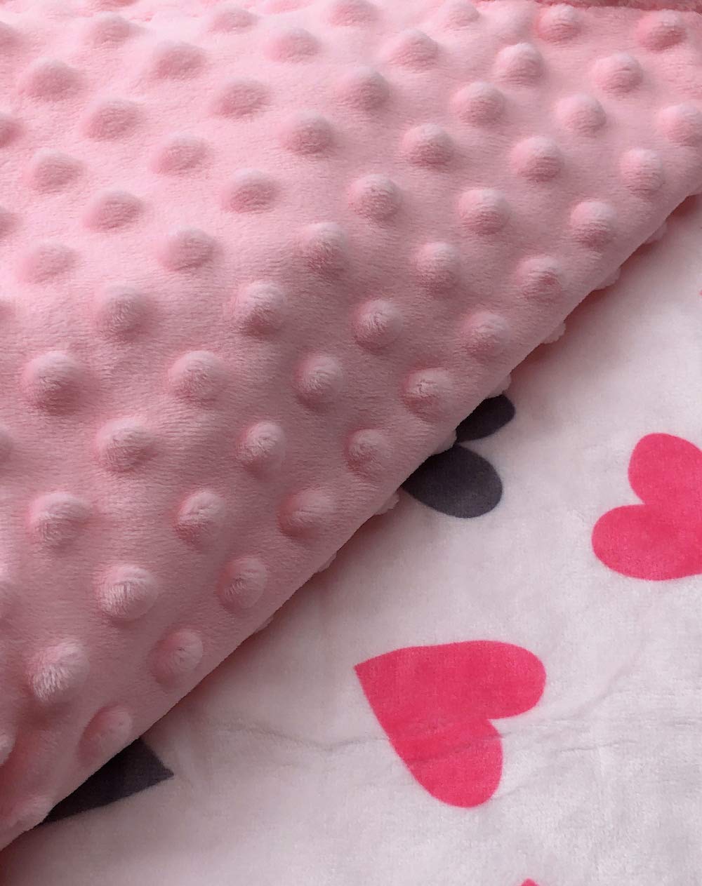 BUTTZO - Manta para bebés y niñas, manta de doble capa de felpa suave con respaldo punteado, manta para bebés y recién nacidos, regalos de ducha (corazones de melocotón, 76.2 x 1.0m)