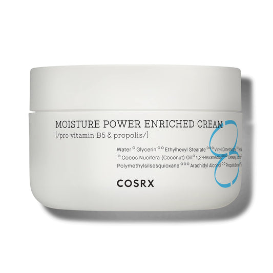 COSRX Hydrium Moisture Power - Crema enriquecida de 50 ml, propóleo, crema de terciopelo centella, cuidado de la piel coreana, sin pruebas en animales, sin parabenos