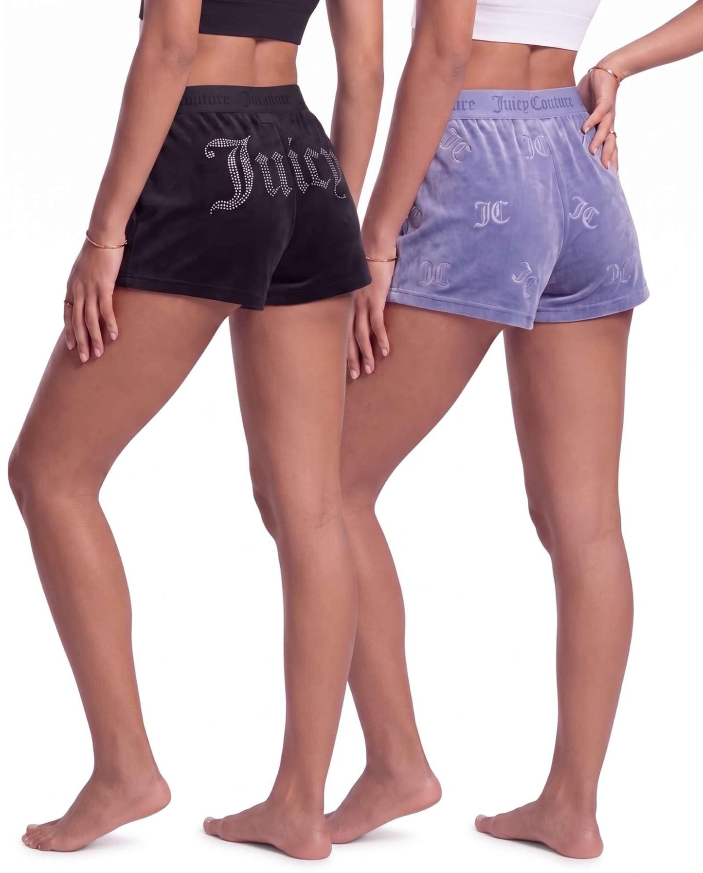 Juicy Couture Pantalones cortos de pijama de terciopelo polar para mujer, paquete de 2, pantalones cortos de diseño para dormir y estar en casa para mujer.